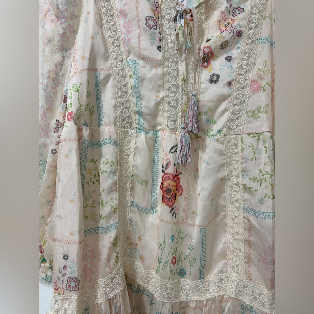 Floral Boho Dress with Lace Details-NWT - Picture 2 of 6